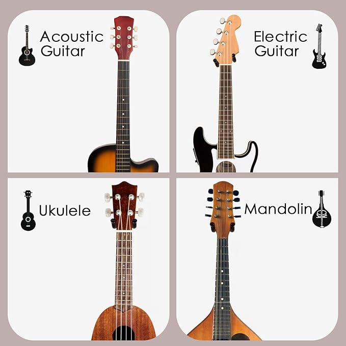 SNIGJAT Guitar Wall Mount, 2 Pack Hardwood Guitar Hanger Wall Hook Holder Stand with Screws for Acoustic Electric Guitar, Bass, Banjo, Mandolin