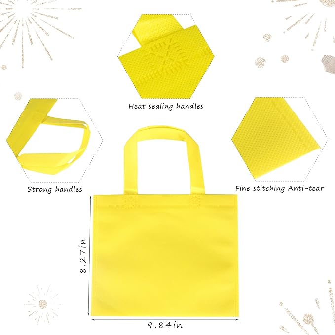 SPERPAND 100Pcs Non-Woven Gift Bags, 9.8" Small Reusable Goodie Bags, Grocery Bag with Handles, Party Favor Bag for Baby Shower, Birthday, Rainbow Party Supplies