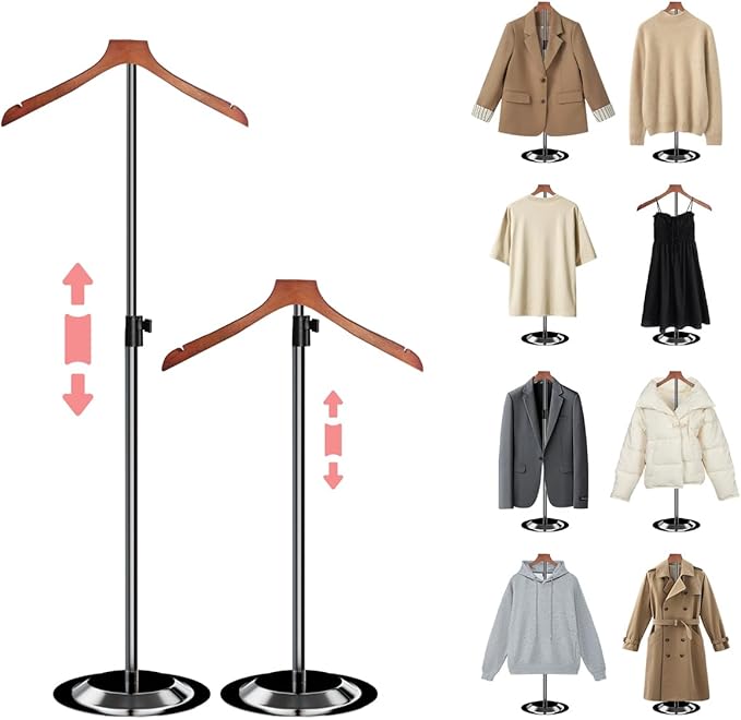 Shirt Display Stand 22-38in Adjustable Height, Shirt Display Shoulder Mannequin Stand Shirt Rack, T Shirt Display Stand for Clothing Vendors Shops Steaming Clothes Holder