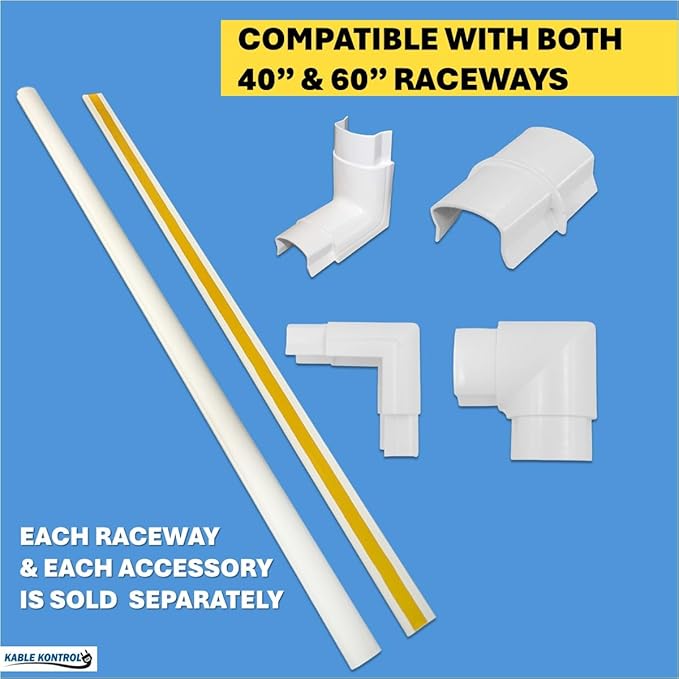 Kable Kontrol Outside Elbow Joint for Half Round Cord Hider, Outdoor Cable Cover Cable Raceway with Adhesive Back 1.2in W x 0.50in H