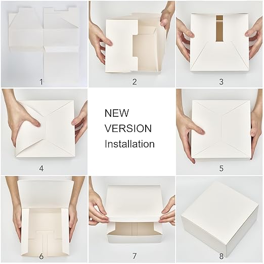 MESHA 8x8x4 Gift Box 50 Pack White Gift Boxes with Lids, DIY Bridesmaid Proposal Box, Recyclable,Foldable Box for Wedding, Birthday Party