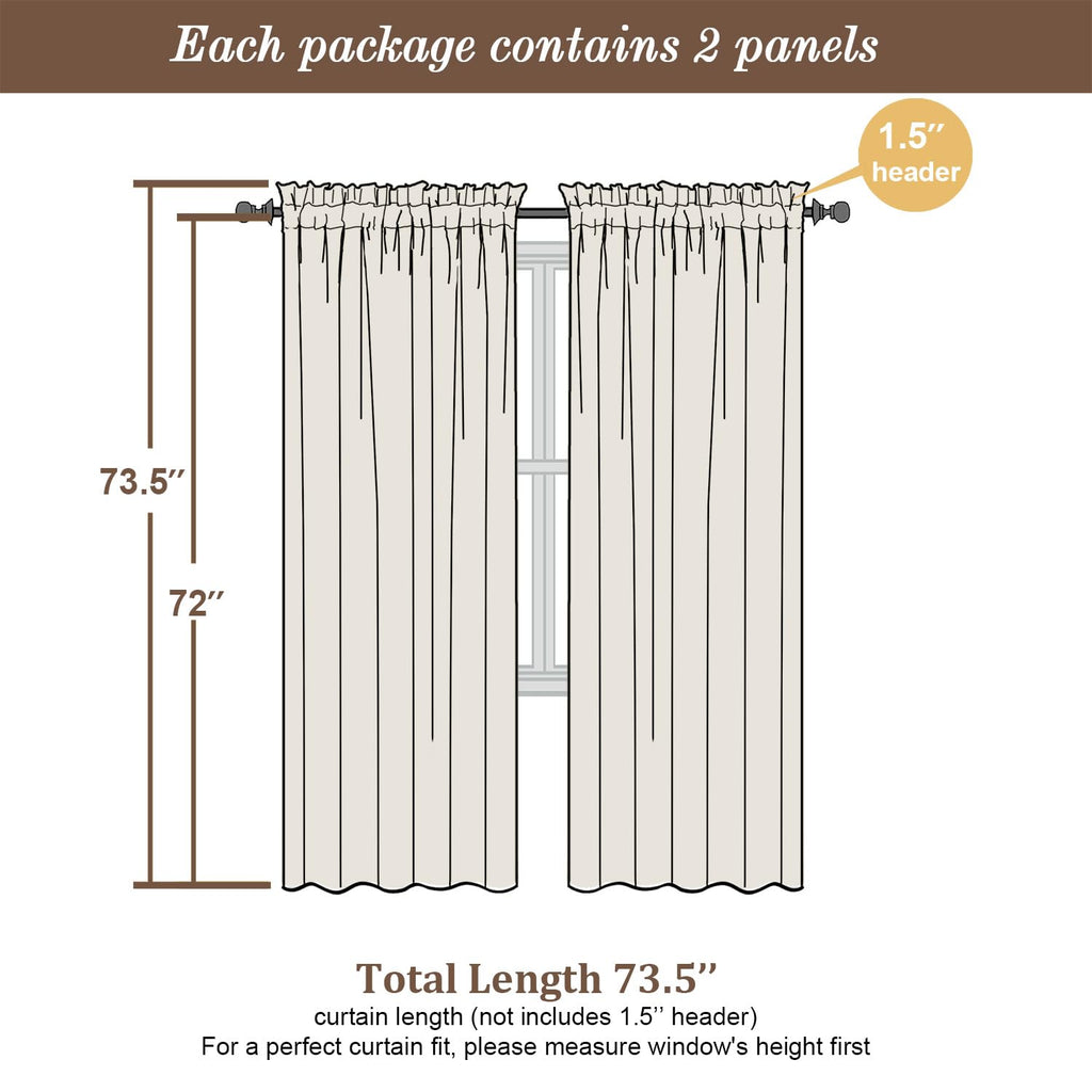 Sheer Curtains 72 Inch Length 2 Panels