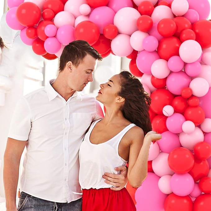 Red, Light Pink, Rose Red Balloon Arch Garland - Matte Red Pink Balloons Strawberry Party Decorations for Strawberry Birthday Wedding Mother's Day Party Decorations