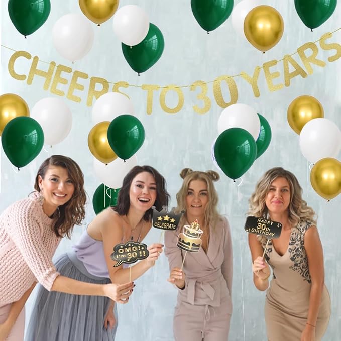 Dark Green and Gold Balloon Garland Arch Kit - 124PCS Dark Green Balloons Metallic Gold White Balloons for Birthday Graduation Anniversary Bridal Shower Engagement Wedding Party Decorations