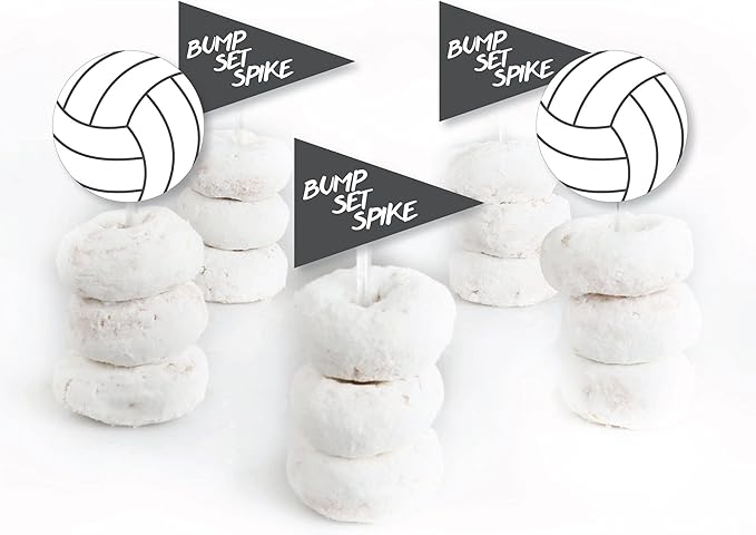 Big Dot of Happiness Bump, Set, Spike - Volleyball - Dessert Cupcake Toppers - Baby Shower, Birthday Party Clear Treat Picks - Set of 24