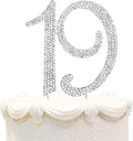 Bling Crystal Rhinestone 19 Birthday Cake Topper - Best Keepsake | 19th Party Decorations Silver