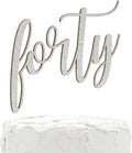 40th Birthday Cake Topper - forty - Double Sided Silver glitter - Premium quality Made in USA