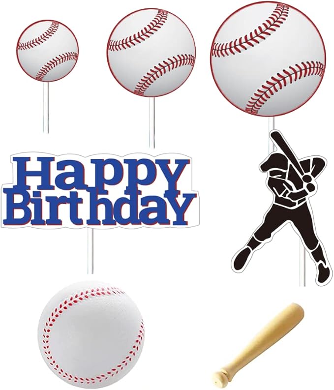 Baseball Hat Cake Topper with Hat Happy Birthday Sign for Baseball Sport Party