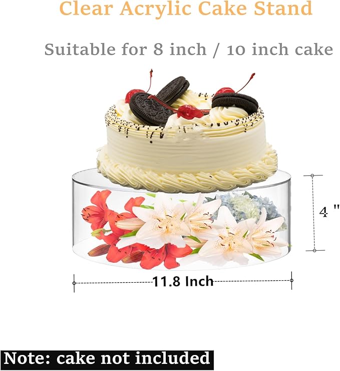 12 Inch Clear Acrylic Cake Stand, Round Cupcake Display Holder with Hollow Bottom, Dessert Stand for Wedding Birthday Party Christmas, Tiered Display Riser for Cakes, Donuts, Appetizers