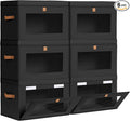 Homsorout Collapsible Storage Bins - Large Stackable Organizer Bins, Decorative Boxes with Handles & Window, Fabric Containers for Living Room, Closet, Dorm, 6 Pack, Black