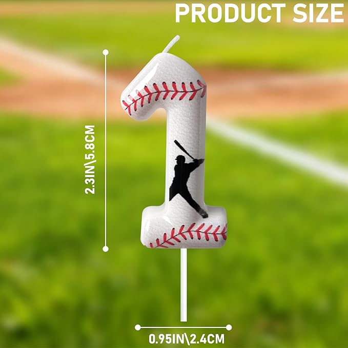 Baseball Birthday Number Candle, Number 12 Candles for Cake Topper, Ideal Birthday Parties Cake Decor, Wedding Anniversary and Other Celebrations (Candle 12)