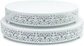 2 Pcs Metal Cake Stand,14" 16" Large Round Cupcake Dessert Stand Cake Display Holder Decor for Wedding Party Birthday Baby Showers Anniversary Cake Pedestal,Gold (14 Inch+16 Inch White)