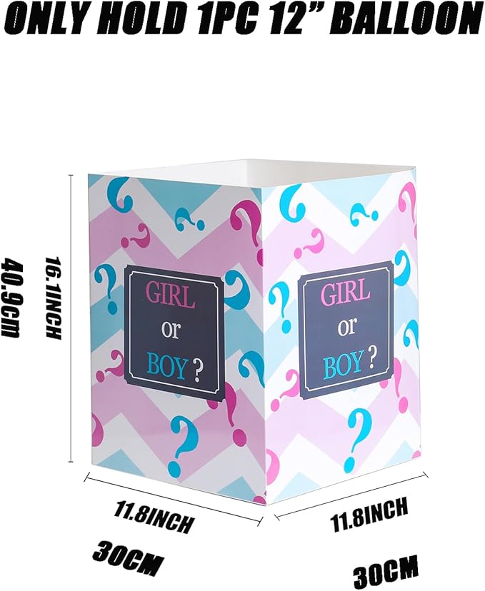 Gender Reveal Balloon Box Funny Idea for Boy Girl Gender Reveal Party Decorations Supplies Box Can Only Hold 1 Balloon (Boy or Girl)