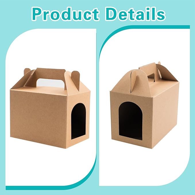 Hiyoo 24 PCS Adopt Pet Gift Boxes with Windows, Party Favors Boxes Foldable Candy Goodie Cases Decorations for Birthday Wedding Bridal Shower Party Favors, 5.5 x 3.5 x 3.5 Inch