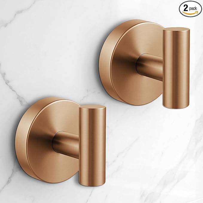 Heavy Duty Suction Cup Hooks for Glass Window,Tile,Mirror,Removable Shower Hooks for Inside Shower,Metal Towel Hooks for Bathroom,2 Pack(Bronze)
