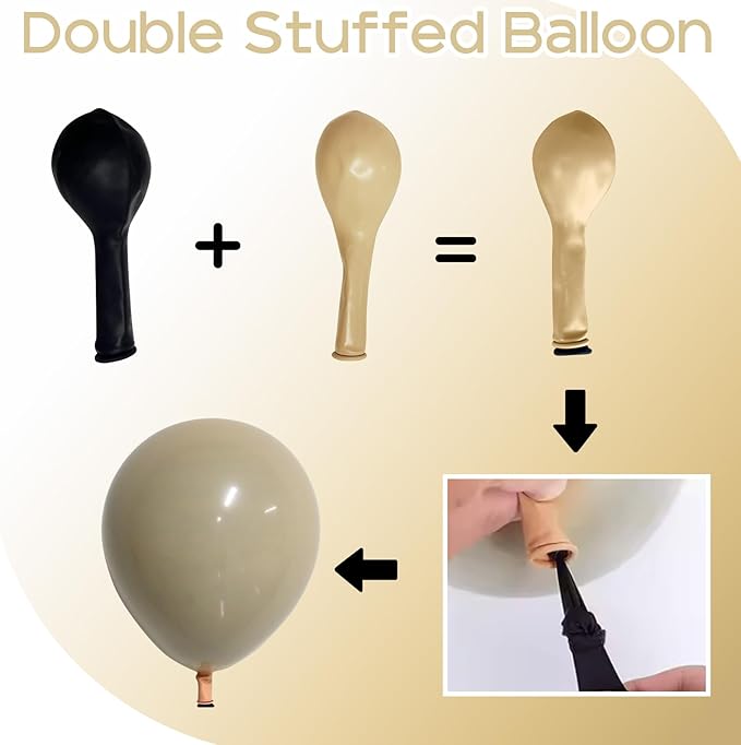 HILAVO Brown Gold Balloons, 12 inch Double Stuffed Brown Gold and Cream Beige Balloons for Neutral Baby Shower Boho Wedding Birthday Party Decorations