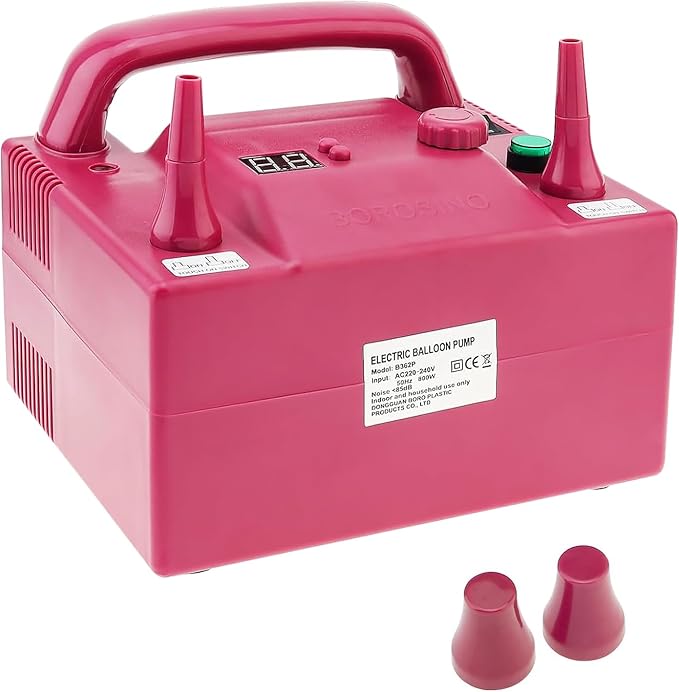 Electric Balloon Blower Pump Portable Electric Air Balloon Pump Dual Nozzle Balloon Air Inflator 110V for Party Decoration with 2 Spare Small Nozzles