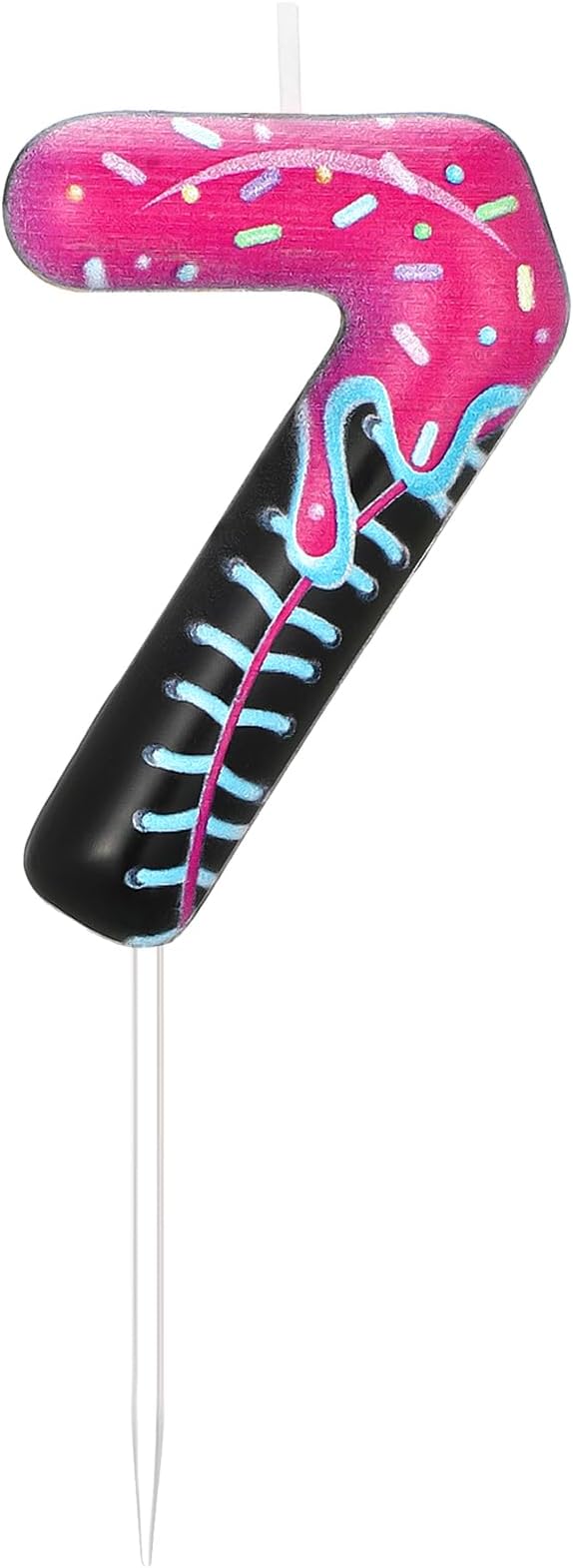 Conelist Ice Cream Drip Baseball Birthday Candle Number 7, Baseball Ice Cream Drip Birthday Cake Topper Pink Candle 7 for Cake Sport Team Theme Anniversary Celebration Party Decoration Favor Supply