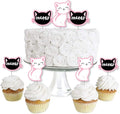 Big Dot of Happiness Purr-fect Kitty Cat - Dessert Cupcake Toppers - Kitten Meow Baby Shower or Birthday Party Clear Treat Picks - Set of 24