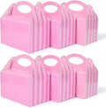 P6PK12 Happyhiram Party Favor Boxes Pink Striped 12 Pcs for Girls, Treat Boxes with Handles 6" Gable Boxes Candy Boxes Party Favor Paper Gift Boxes for Kids Birthday Candy Baby Shower Bridal Shower