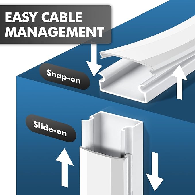shinfly 189in Cord Hider Kit, Paintable Cable Raceway for Wall Mounted TV, Cord Covers for Wires on Wall, Wire Hider for TV Cables, White, 0.59” W x 0.35” H (15.75in x 12-Pack)