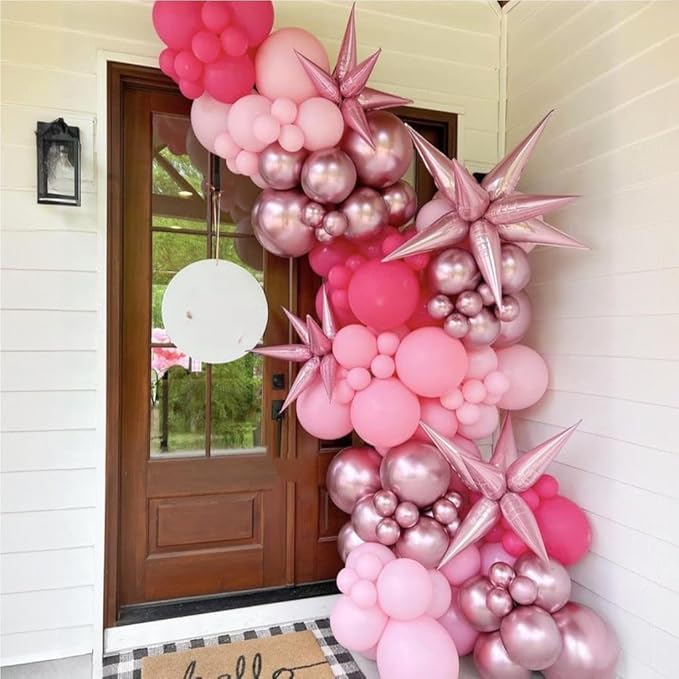 HILAVO Pink Mixed Balloons Set, 12 Inch Hot Pink Pastel Light Baby Pink Metallic Pink Latex Balloons Party Balloons for Women Girls Birthday Baby Shower Princess Anniversary Party Decorations