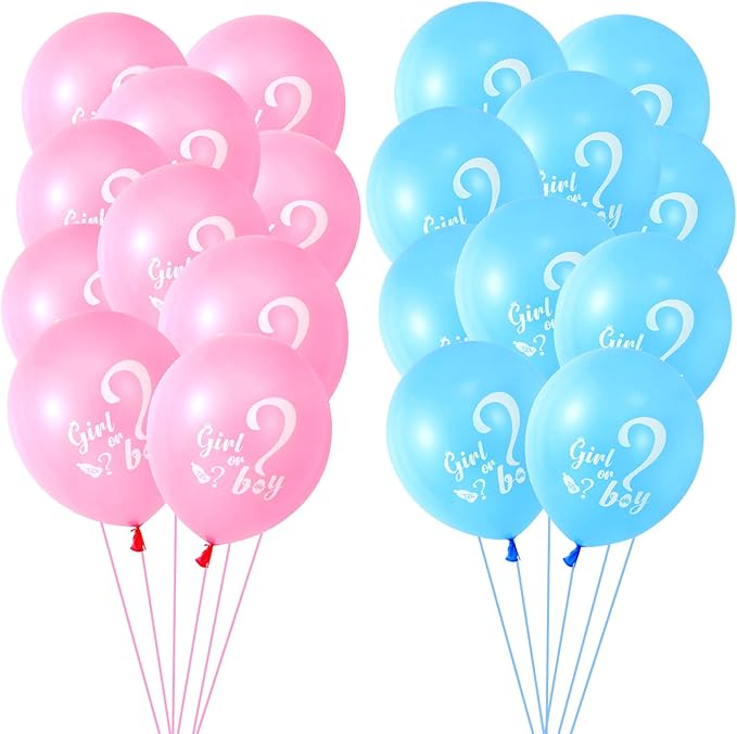 30 Pcs Gender Reveal Balloons Girl or Boy Latex Balloon 12 Inches Pink Blue Party Balloon for Gender Reveal Baby Shower Themed Decorations