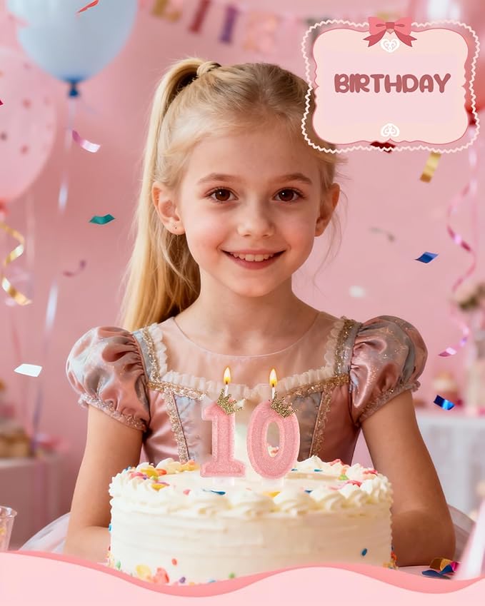 Birthday Candles for Cake, Pink Number Candles, Cake Candles with Greeting Card for Birthday Party Wedding Anniversary Celebrations (0 Candle)