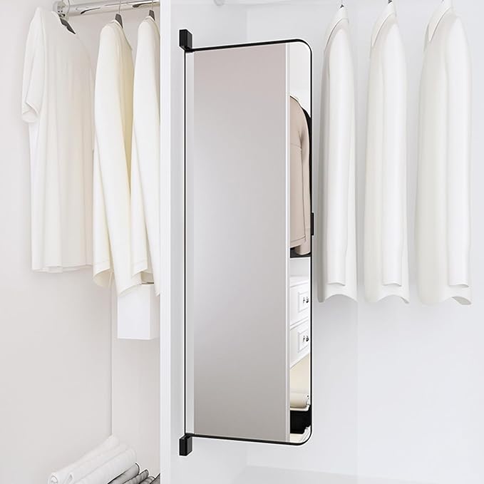 180° Swivel Full Length Mirror, 35" x 15.2" Wall Mounted Full Length, Hideaway Closet Mirror for Cloakroom, Bedroom, Door