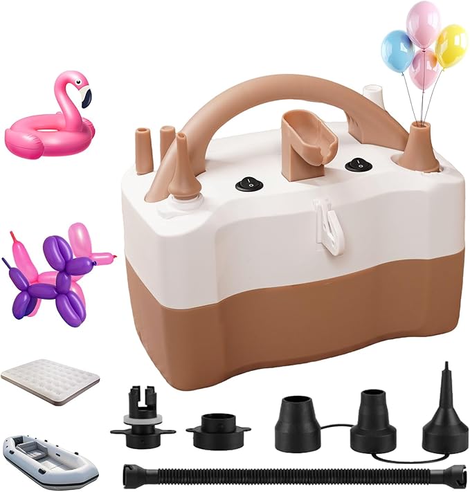 AXHJ Electric Balloon Pump, Portable Electric Air Balloon Pump Dual Nozzle Air Blower Pump, Balloon Inflator for Party Decorations