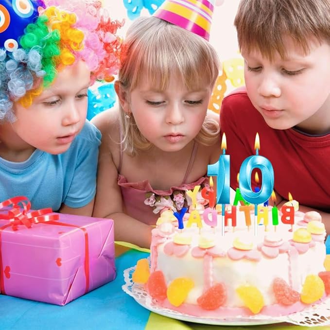 10 Birthday Candle for 10th Birthday Decorations for Boys Blue