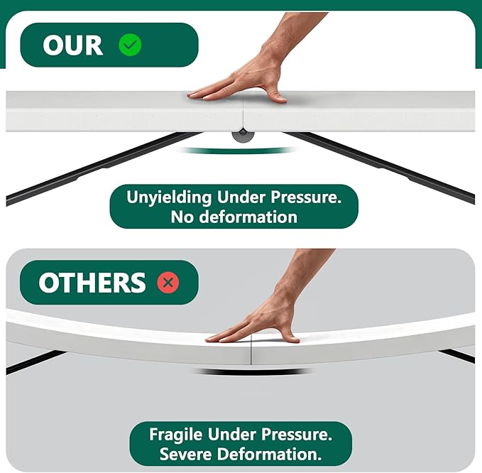 Folding Table 1 Pack, 6FT Folding Table Portable with Built-in Handle, Heavy Duty Plastic Table with Steel Legs Supports to 300lbs, Suitable for Party, Camping, Events Indoor&Outdoor Use, White