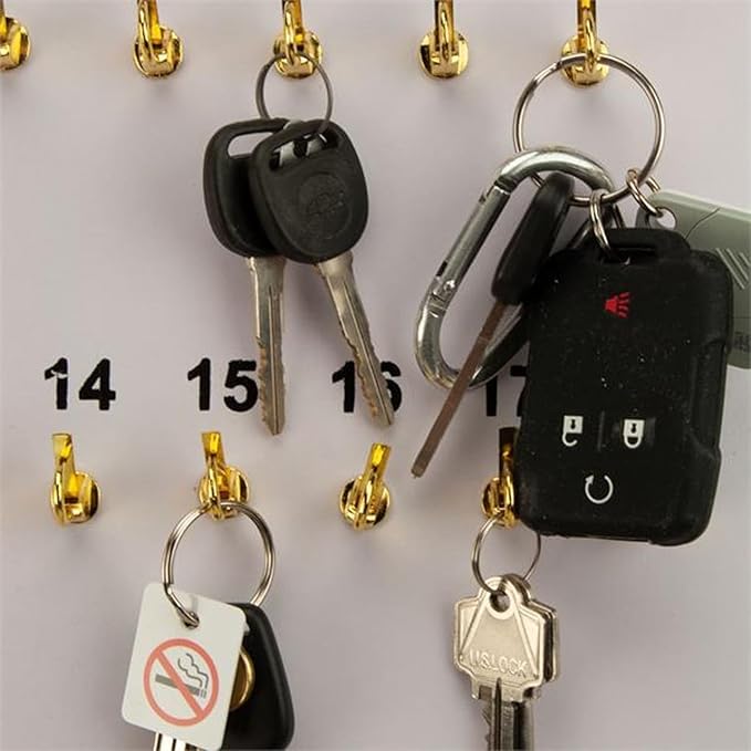 MICRO TEC Masonite Key Holder Wall Mount with 32 Spring Lock Hooks, 13-1/2" x 20" Heavy Duty Wall Mounted Key Organizer Board for Dealership, Garage, Office, Fleet & Automotive Key Storage - Pack of 1