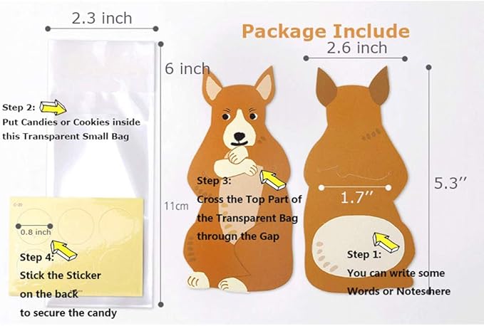 UnnFiko Mini 'Candy' Bags {20 Pack} Paper Party Favor Treat Bags for Cookies, Candy Buffet, Baby Shower- Halloween/Wedding/Birthday Party Favor Bags (Kangaroo)