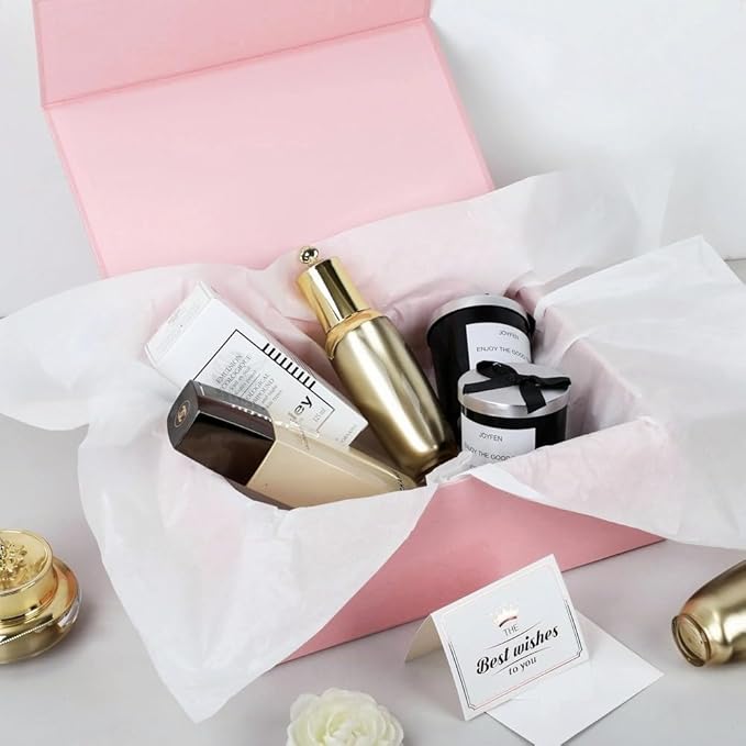 UoeRing 6 Pack Pink Gift Box Large 13.5x11.8x4.7 inch Luxury Bridesmaid Proposal Box for Presents with Magnetic Closure Lid Collapsible,Contains Card, Ribbon, Tissue Paper,Shredded Paper Filler