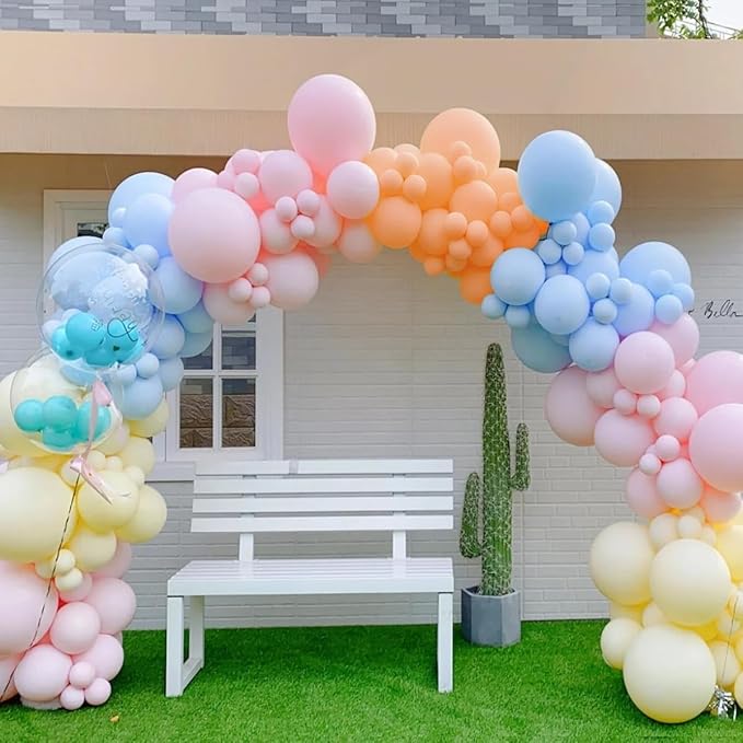 MEBAY Pastel Rainbow Balloon Arch Garland Kit, 155Pcs Multicolor Macaron Balloons for Birthday Party Baby Shower Wedding Decorations