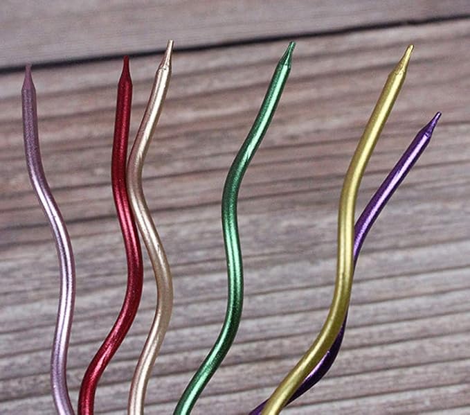 Twisty Birthday Candles Set,Metallic Colorful Curly Coil Candles,Creative Fun Long Thin Wedding Birthday Candles Set,Party Supplies,Cake Decoration,6 Pack (Mix)