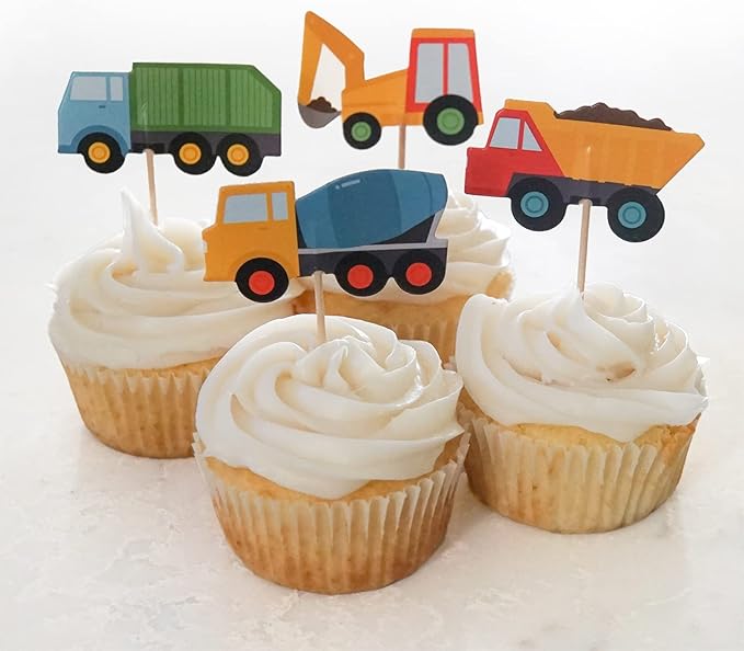 24 Trucks Cupcake Toppers (Construction Trucks)