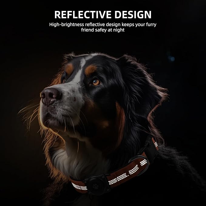 Upgraded AirTag Dog Collar, IP68 Waterproof Air Tag Dog Collar Holder, Reflective, Ultra-Durable, Comfortable Padded, Heavy Duty Dog Collars for Small Medium Large Dogs (S (10.6"-13.6"), Orange)