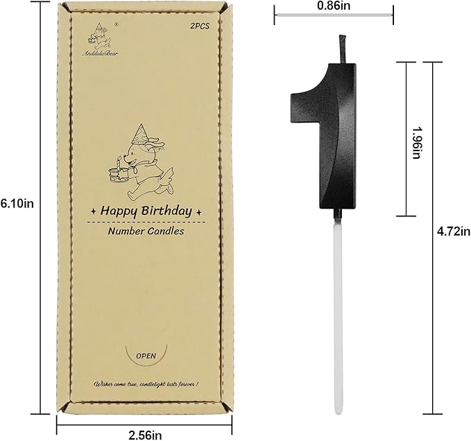 Number 18 Birthday Candles, 1.96 Inch Happy Birthday Cake Candles Cupcakes Topper Decoration for Birthday Party Wedding Anniversary Celebration Supplies (Black)