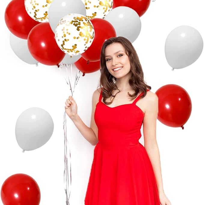 Red and White Balloon Arch Garland Kit - Red White Balloon Arch Red White Party Valentines Balloon Garland for Birthday Wedding Anniversary Graduation Bachelorette Party Decorations