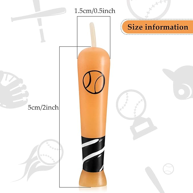 18 Pieces Baseball Bat Candle Baseball Sports Birthday Candle Baseball Cake Cupcake Candle for Birthday Baby Shower Baseball Fans Wedding Party Supply
