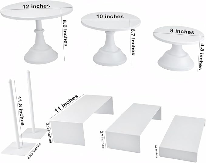 Set of 8 White Cake Stands Donut Holder Metal Dessert Display Risers Cupcake Stand Serving Platter for Weddings Birthday Baby Showers Anniversary Party