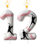 Baseball Birthday Number Candle, Number 12 Candles for Cake Topper, Ideal Birthday Parties Cake Decor, Wedding Anniversary and Other Celebrations (Candle 12)