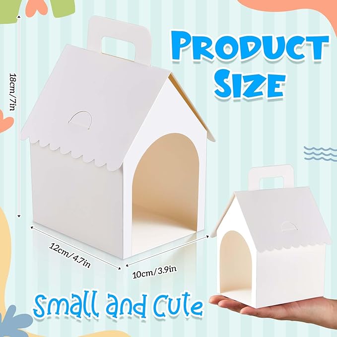 ShinyRelief 36 Pcs Dog Party Favors Boxes Dog House Shaped Treat Gift Boxes with Holes Foldable with Handle for Adopt a Puppy Party Favors Kid DIY Crafting Birthday (House Style)