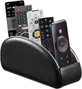 PU Leather Remote Control Holder with 5 Compartments - Storage Tray & Desktop Organizer for TV Remotes,Glasses,Pens,Accessories - Space-Saving Design for Bedside Table & Office Desk (Black)