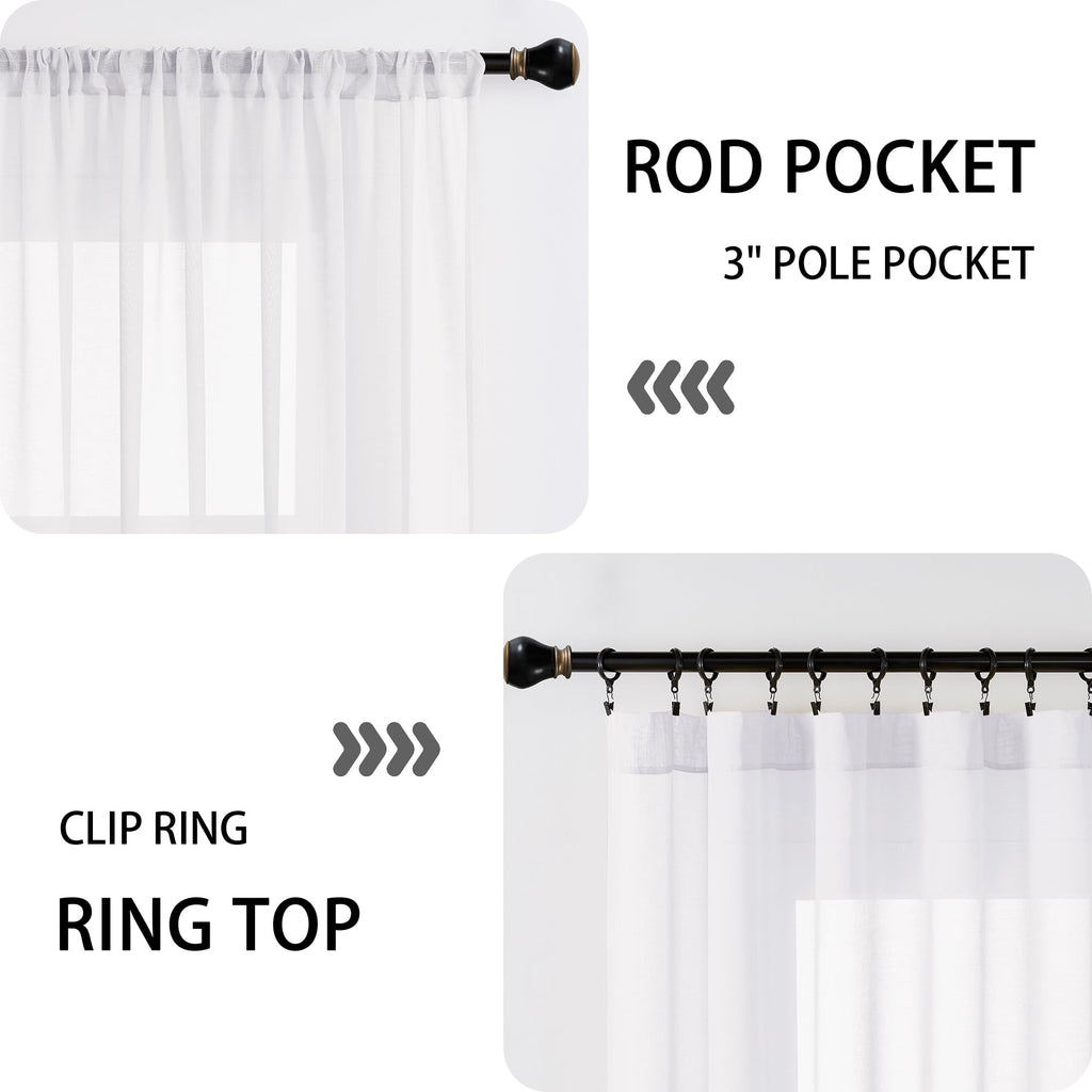 Small Sheer Door Curtain Closet Linen Textured Curtain Sheers Doorway Light Filtering Voile French Door Rod Pocket Curtains Patio Glass Doors