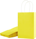 SUNCOLOR 12-Pack Yellow Gift Bags with Handles, 8 Inch Recyclable Paper Goodie Bags for Party Favors, Easter, Birthdays, Baby Showers