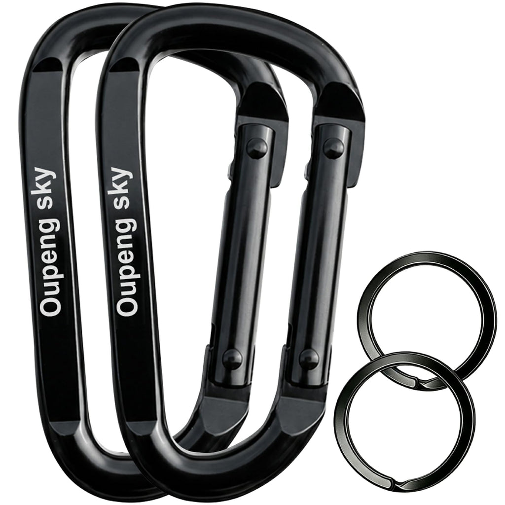 Carabiner Clip，855lbs，3" Iron Heavy Duty Caribeaners for Hammocks,Camping Accessories,Hiking,Keychain,Outdoors and Gym etc,Spring Snap Hook Carabiners for Dog Leash,Harness and Key Ring,2 PCS,Black