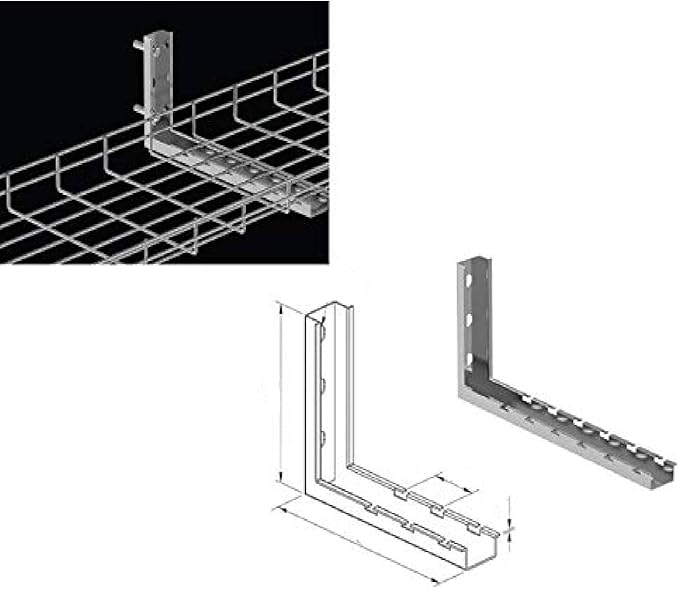 Kable Kontrol L Type Bracket – 4” Width - Wire Mesh Tray Cable Management Rack Cords Organizer Cable Basket, Zinc Plated Steel NEC Approved for Network, Fiber Optic, Cabling Accessory